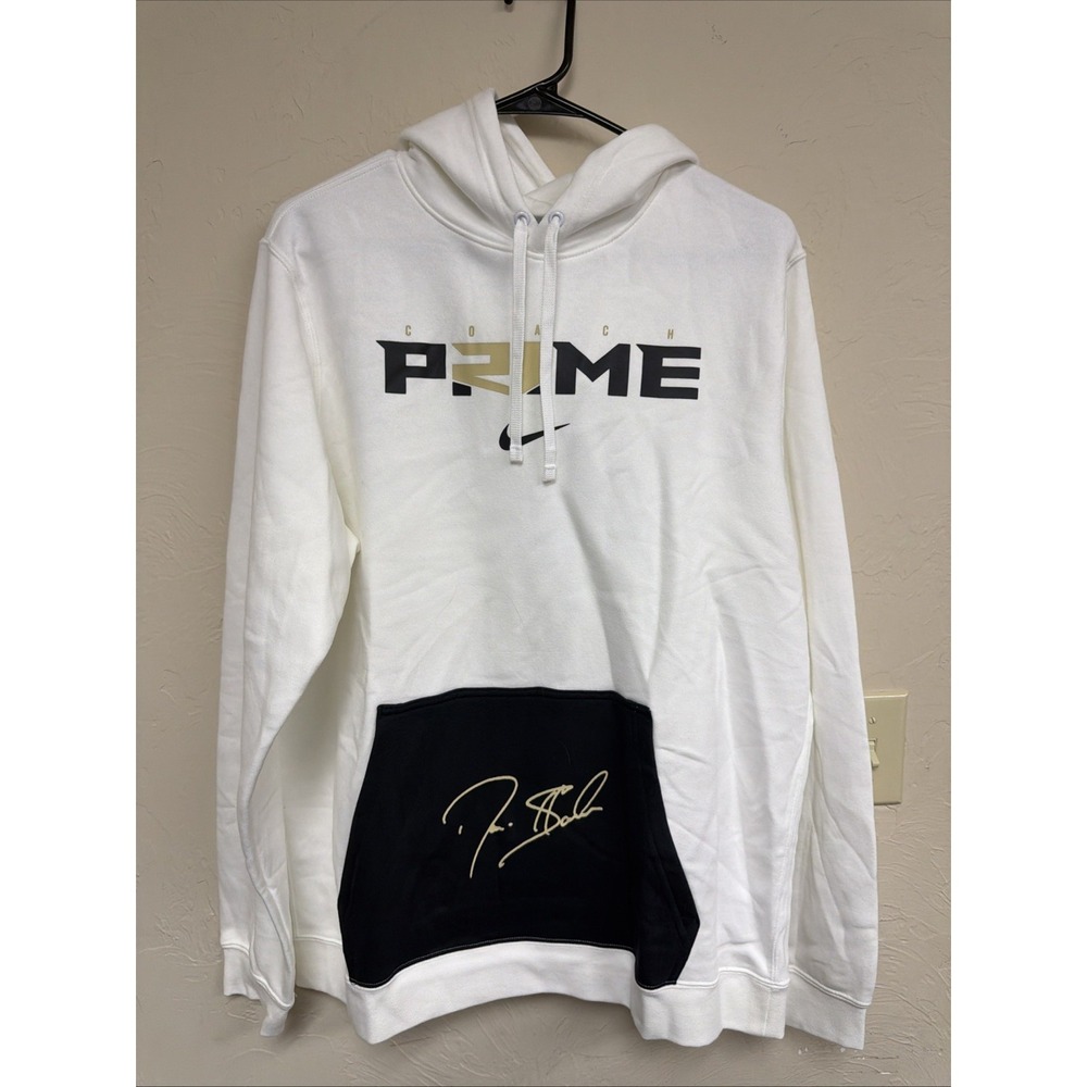 Nike Men's Coach Prime 2.0 White Club Deion Sanders Hoodie Sweatshirt Size L NWT